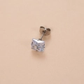Pendiente clásico de circonita cuadrada con engaste de cuatro garras en acero fino - 3mm / Plateado