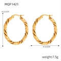 Créoles dorées torsadées à la mode avec 3 cm de diamètre et finition métallique brillante - F1421-Simple Tressé