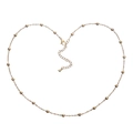 Collier en acier inoxydable plaqué or avec petites perles métalliques pour femmes chic - Or-Chaîne à Billes Minimaliste