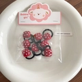 Leuke zwarte haarelastiekjes met rode dobbelstenen voor meisjes in verpakking - Rode Polka Dot Vierkant 8-Delige Set