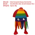 Regenboog octopus kostuum muts van fluweel met kleurrijke tentakels voor feesten - Kleurrijke octopus