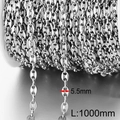 Silver stainless steel coffee bean link chain 5.5mm on spool for DIY jewelry - Silver 5.5mm Coffee Bean Pig Nose Chain (KLJ8679-Z)