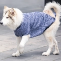 Blue and white knit dog t-shirt for medium and large dogs shown on a husky - Navy Blue