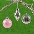 Tre palline di Natale da 10 cm con glitter rosa e scena di mini albero all'interno - Paillettes Rosa e Sfera Paesaggistica Set da 3