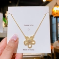 Elegant gold flower necklace with sparkling zircon petals and delicate titanium steel chain - Gold Zircon Large Flower