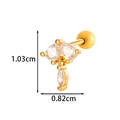 Goldener Kleeblatt-Knorpelstecker mit drei birnenförmigen Zirkonias und Größenangaben - Kleeblatt-Stil(2605-3#) / Gold
