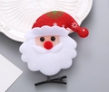 Détail d'une pince à cheveux Père Noël avec paillettes rouges et barbe en feutrine - Père Noël avec Bord de Chapeau