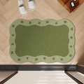 French style green diatom mud bath mat with wavy edges and anti-slip texture - Elegant Green Square - Wave / 40*60cm (2.5mm)