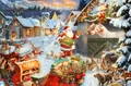 Christmas countdown puzzle box set featuring Santa and golden sleigh in a snowy village - Santa Feeding Horse Snow Panorama Style (PT9)