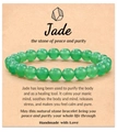 Handmade green natural stone zebra jasper beaded heart bracelet on peace message card - Green Quartz Bracelet