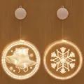 Warm white LED Christmas hanging lights set with snowflake and bell 3D patterns - Bell + Snowflake Set / Battery Included