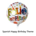Detail view of 45cm Spanish Happy Birthday foil balloon with colorful festive patterns - White Party Spanish Birthday Round Balloon