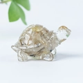 Cute natural white crystal turtle figurine with golden rutilated quartz inclusions - 40 Rutilated Quartz