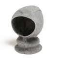 Close-up of the grey knitted balaclava hat showing high-quality wool blend texture - Light Gray