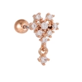 Rose gold heart-shaped ear cartilage piercing stud with sparkling clear zircon stones - EGD0982 Rose Gold - Flower Cluster Drop