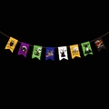 Banderole d'Halloween en papier avec motifs citrouille, sorcière et fantôme sur fond noir - WB-1 Bannière Colorée Éléments d'Halloween