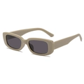Kids vintage rectangle sunglasses with khaki frame and dark grey lenses for sun protection - Grey Frame