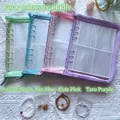 Clear PVC loose-leaf jewelry storage book with colorful zipper in four macaron colors - Pink Zipper Set (With 50 6x8 & 25 8x12 Bags)