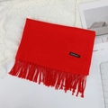 Solid red cashmere scarf for women featuring tassels and classic embroidery for winter - 70×200cm / Red
