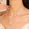 Bohemian shell necklace with white pearls and sparkling crystals on silver chain - Silver-white 11621 Shell Pearl Rhinestone Multi-bead Style
