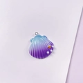 Blue and purple gradient resin shell charm with golden starfish and white pearls decoration - Small Shell / Blue Purple Gradient