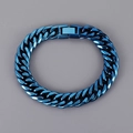 Collana da uomo a catena cubana da 12mm in acciaio inossidabile con finitura blu intenso - Bracciale 22cm / Blu (Larghezza 12mm)