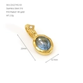 Oval light blue rhinestone pendant accessory in 14K gold plated 316 stainless steel - March Light Blue Rhinestone