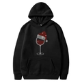 Black Christmas hoodie for men and women featuring a red rhinestone wine glass graphic design - S / Tops / Black - Rhinestone Christmas Wine Glass (60)