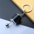 Detail of creative manual gearbox shifter keychain with movable 6-speed lever gear - Gear Shift Knob / Black