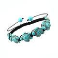 Boho Schildkröte Türkis Armband mit verstellbarem schwarzen geflochtenen Seil für Damen - Schildkröten-Ornament