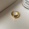 Anello regolabile in ottone placcato oro con zircone ovale trasparente incastonato - Taglia unica / Oro Zircone Bianco