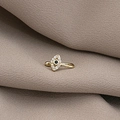 Gold eye-shaped non-piercing nose cuff with black stone and sparkling clear zircons - Eye Shape (E5657-1)