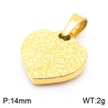 18K gold plated heart pendant with hammered texture, 14mm size and 2g weight details - Gold Hammered Heart Pendant (KP100679-Z)
