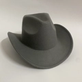 Classic charcoal grey wool felt western cowboy hat with wide curved brim and indented crown - Gray