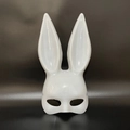 Maschera luminosa con orecchie da coniglio bianco per Halloween in plastica lucida - Coniglio non luminoso Rigido-Bianco