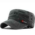 Berretto militare in cotone lavato grigio scuro con patch FS e occhielli - Regolabile / Nero