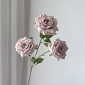 Three-head artificial diamond roses bouquet in elegant pink purple silk for weddings - Autumn White Purple