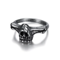 Gothic skull and bone ring in vintage silver finish on white background - US 7 / Antique Silver