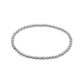 Vista dettagliata del bracciale a sfere d'argento regolabile con sfere di metallo lucido - Argento (4mm)
