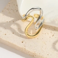 Minimalist two-tone gold and silver open ring with abstract curved design - Twisted Curve Style