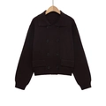 Klassische zweireihige Strickjacke mit Reverskragen und dunklen Knöpfen in Dunkelbraun - XS / Dunkelbraun