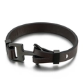 Dunkelbraunes Lederarmband für Herren mit schwarzem Ankerverschluss und Metallringen - Dunkelbrauner Ankerstil (KB70456-BD)