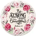 Leuchtender Glas-Cabochon mit Joshua 1:9 Bibelspruch und rosa Blumenmuster-Dekor - 10mm Glascabochon / Muster 2(Be STRONG AND Courageous)