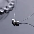 Minimalist S925 silver cube pendant necklace with frosted finish and sleek box chain - Three Cubes Necklace / 925 Silver