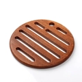 Round ebony wood heat insulation pad with parallel hollow slots and a hanging hole - Ebony Mat Type A (1 Pc)