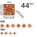 Set di 44 palline di Natale arancioni con finiture opache, glitterate e motivi di renne - Arancione