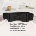 Zwarte elastische riem met strik en brede rekbare band voor dames jurken - Zwart