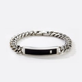 Bracciale cubano da uomo in acciaio inossidabile con piastra ID in fibra di carbonio nera - Intarsio in fibra di carbonio / Argento