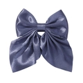 Navy blue satin ribbon bow hair clip with double layered folds and long streamers - Deep Blue (37)