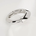 Minimalist silver irregular wide cuff bracelet with polished mirror finish and hinge closure - Wide Polished Mirror Hinged Bangle (SL281) / Silver